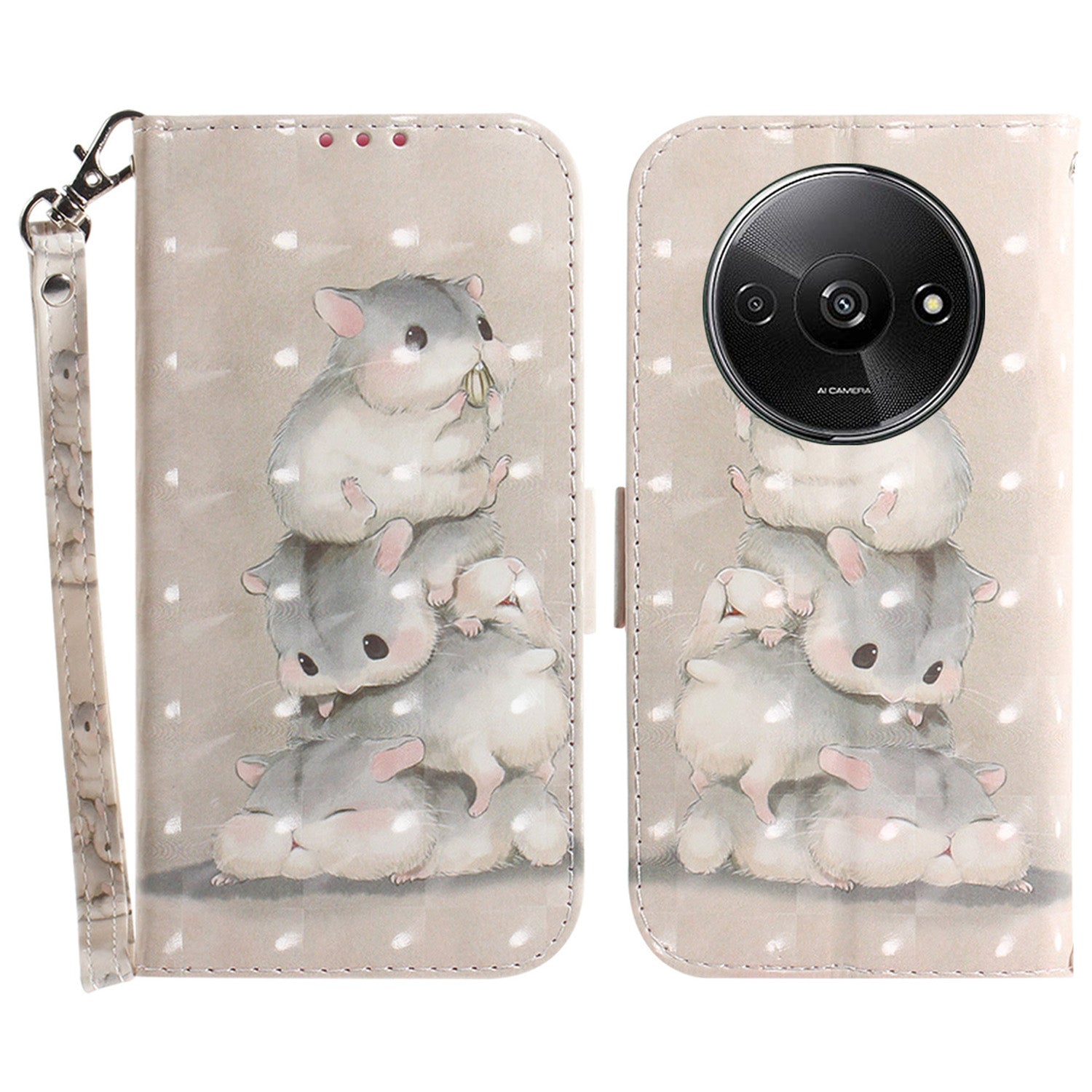 For Xiaomi Redmi A3 / Poco C61 4G Case Pattern Printed Leather Phone Cover with Strap For Xiaomi Redmi A3 / Poco C61 4G Case Pattern Printed Leather Phone Cover with Strap